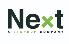 Logo Next, A Standup Company, sponsor del Pieve Volley
